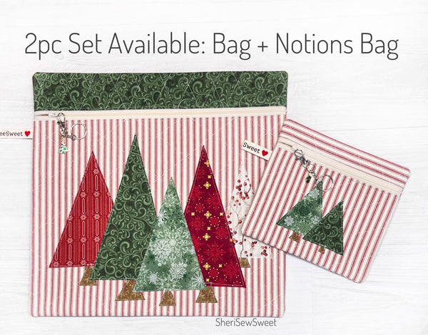 Christmas Cross Stitch Project Bag with Holiday Trees