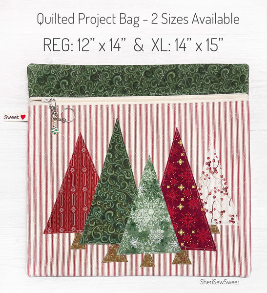 Christmas Cross Stitch Project Bag with Holiday Trees