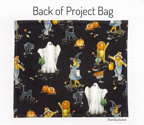 Halloween Cross Stitch Project Bag with Trick or Treat Fabric by Riley Blake Designs