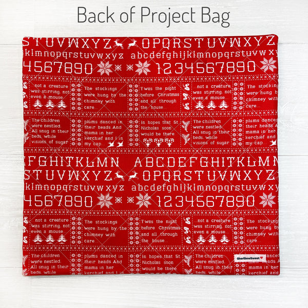 Christmas Cross Stitch Project Bag with Christmas Stitched Fabrics by Fig Tree & Co