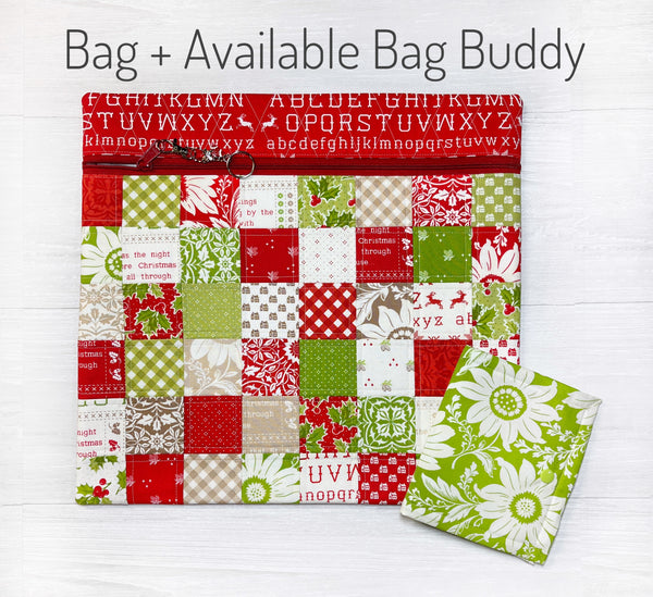 Christmas Cross Stitch Project Bag with Christmas Stitched Fabrics by Fig Tree & Co