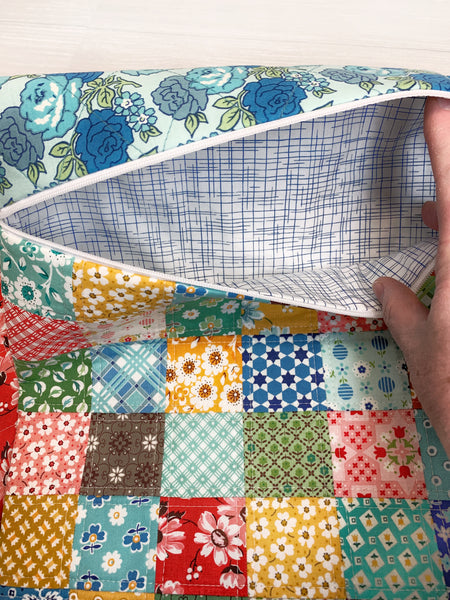 Patchwork Cross Stitch Project Bag with Lori Holt's Flea Market Fabric