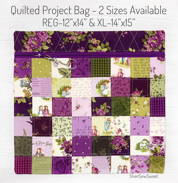 Quilted Cross Stitch Project Bag with Anne of Green Gables Fabric