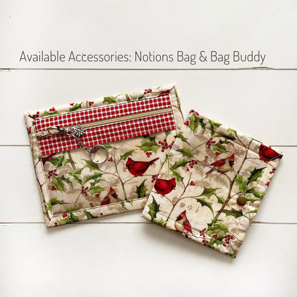 Cardinals Cross Stitch Vinyl Front Project Bag