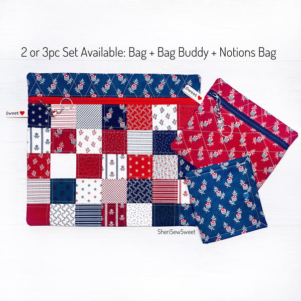 Patriotic Project Bag featuring American Gatherings iii Fabric