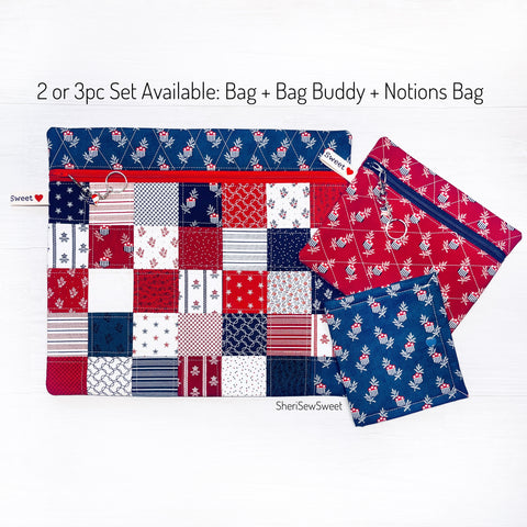 Patriotic Project Bag featuring American Gatherings iii Fabric