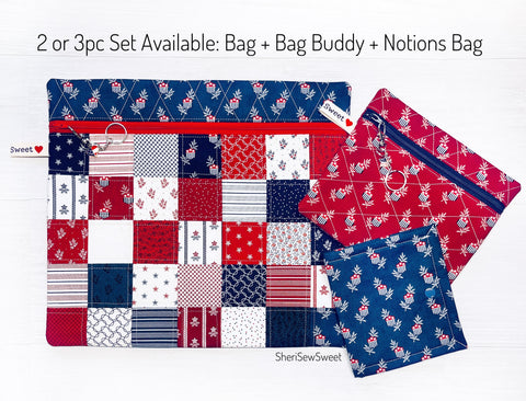 Patriotic Project Bag featuring American Gatherings iii Fabric