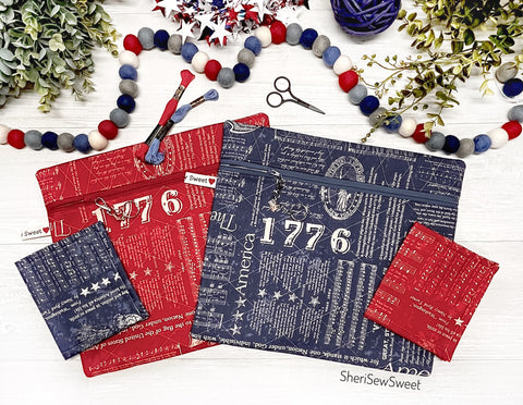 Patriotic Cross Stitch Project Bag w/Americana Fabric by Lori Holt
