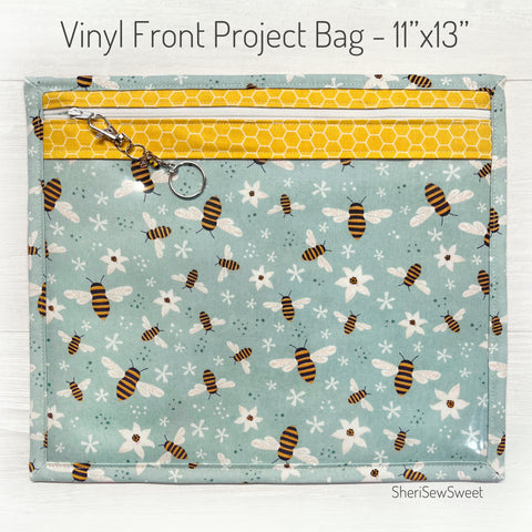 Bees Cross Stitch Project Bag - Vinyl Front Bag