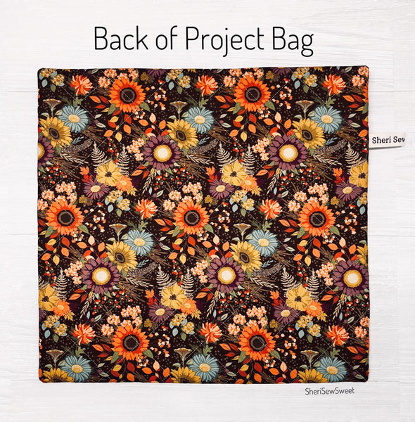 Fall Patchwork Cross Stitch Project Bag with Awe of Autumn Fabrics