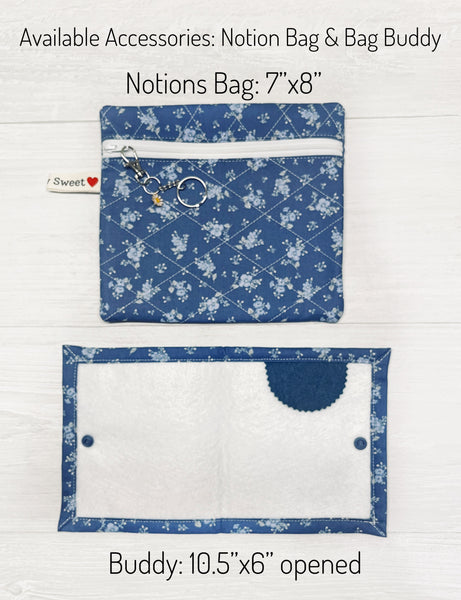 Cross Stitch Project Bag with Blue Bird Applique