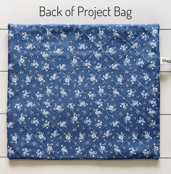 Cross Stitch Project Bag with Blue Bird Applique