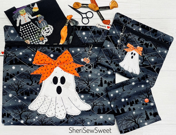 Halloween Ghost Cross Stitch Project Bag