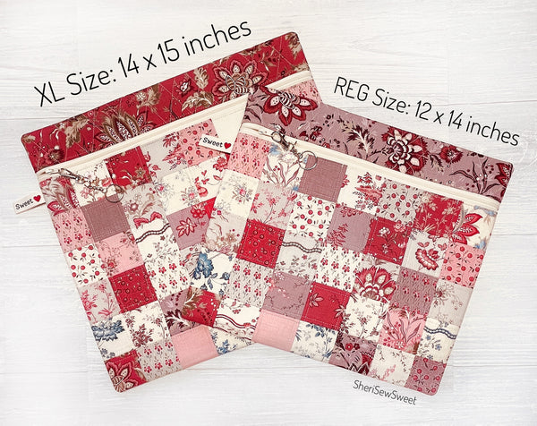 Patchwork Cross Stitch Project Bag with Fleur de Paris Fabric by French General