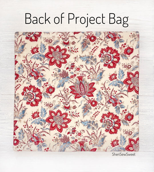 Patchwork Cross Stitch Project Bag with Fleur de Paris Fabric by French General