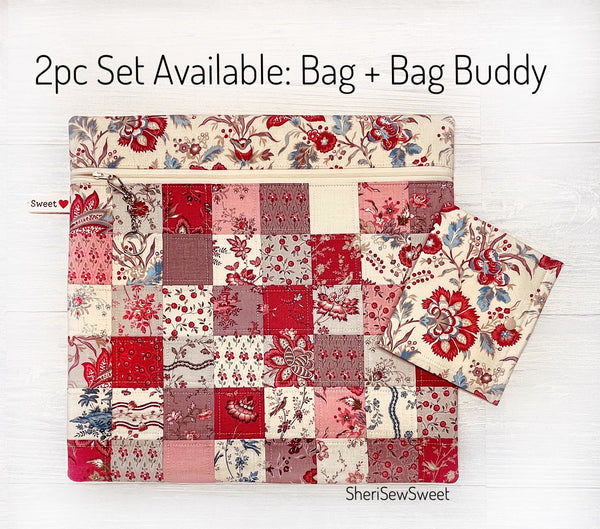 Patchwork Cross Stitch Project Bag with Fleur de Paris Fabric by French General