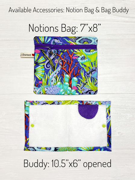 Cross Stitch Project Bag with Floral Reef Fabrics by Tula Pink