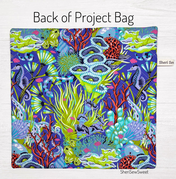 Cross Stitch Project Bag with Floral Reef Fabrics by Tula Pink