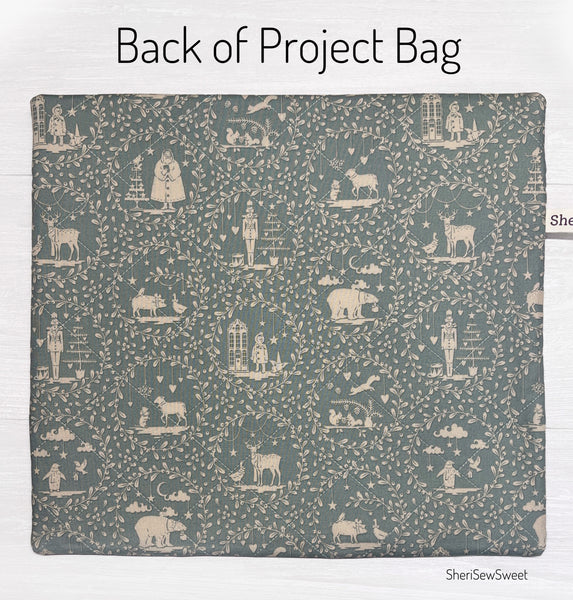Project Bag w/Tilda Merry Little Christmas Fabrics, Quilted Patchwork Zipper Bag for Cross Stitch Organization