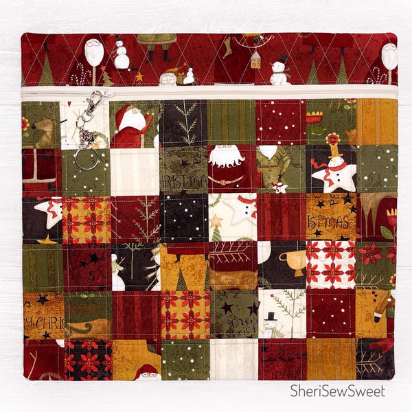 Cross Stitch Project Bag for Christmas with Kringle fabric line by Teresa Kogut