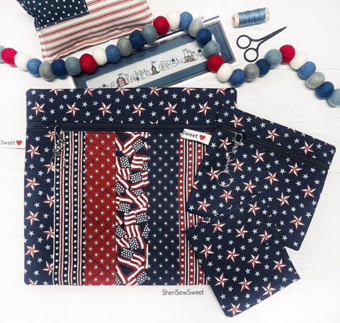 Patriotic Cross Stitch Project Bag w/America 250 Year fabric line