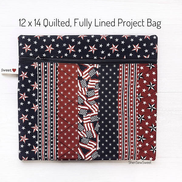 Patriotic Cross Stitch Project Bag w/America 250 Year fabric line