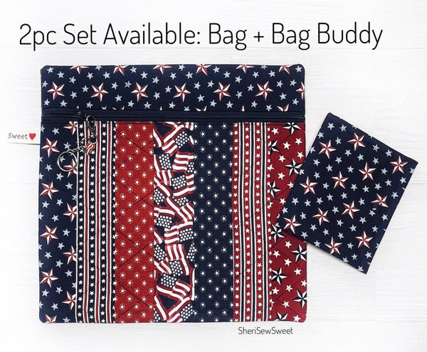 Patriotic Cross Stitch Project Bag w/America 250 Year fabric line