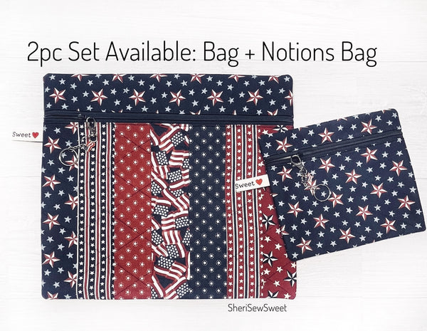 Patriotic Cross Stitch Project Bag w/America 250 Year fabric line