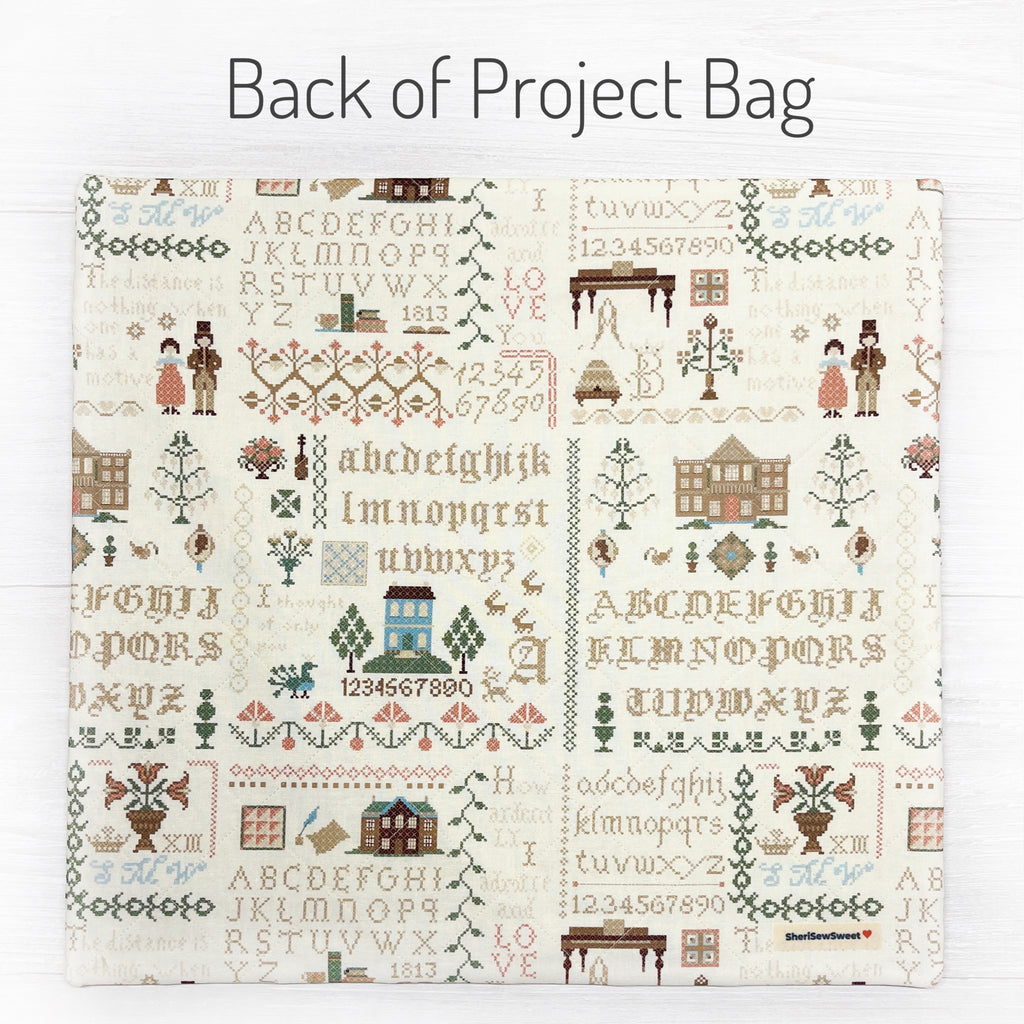 Fabric Cross Project Quilted Cross Stitch Project Bag with Pride & Prejudice Fabric by Rile ...