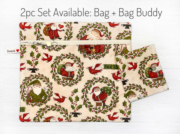 Christmas Cross Stitch Project Bag with Up on the Housetop Fabric by Teresa Kogut