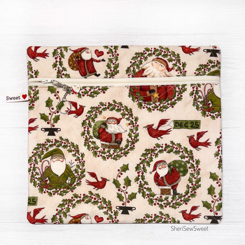 Christmas Cross Stitch Project Bag with Up on the Housetop Fabric by Teresa Kogut