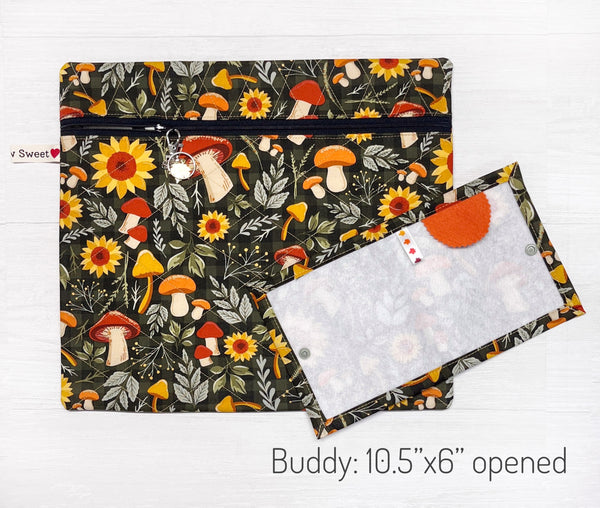 Fall Sunflowers and Mushrooms Project Bag - Full Fabric or Vinyl Version