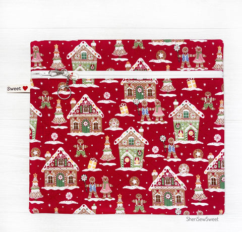 Christmas Cross Stitch Project Bag with Gingerbread House Fabric