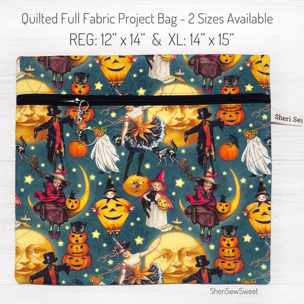 Halloween Vintage Style Project Bag - Full Fabric or Vinyl Version