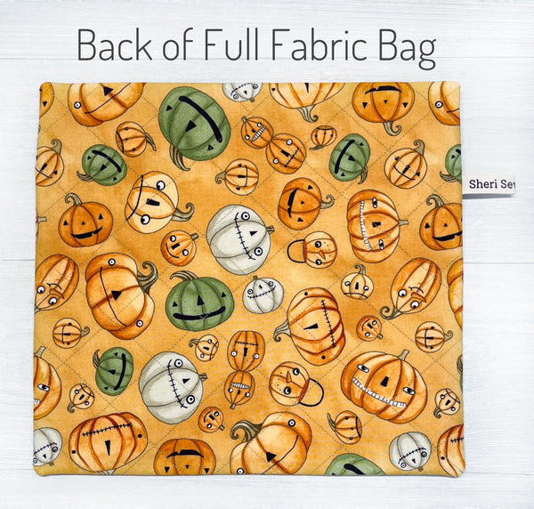 Halloween Pumpkin Project Bag with Halloween Whimsey Fabric by Teresa Kogut - Full Fabric or Vinyl Version