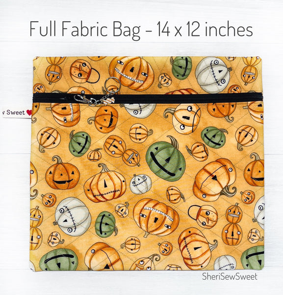 Halloween Pumpkin Project Bag with Halloween Whimsey Fabric by Teresa Kogut - Full Fabric or Vinyl Version