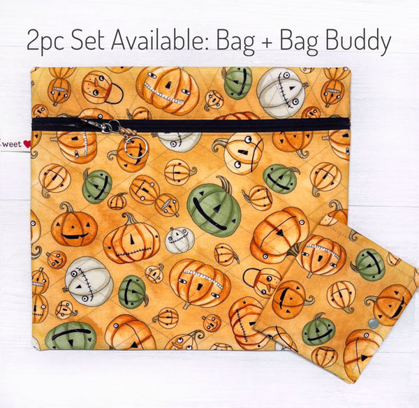 Halloween Pumpkin Project Bag with Halloween Whimsey Fabric by Teresa Kogut - Full Fabric or Vinyl Version