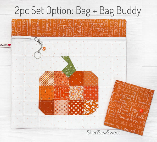 Quilted Full Fabric Patchwork Pumpkin Project Bag