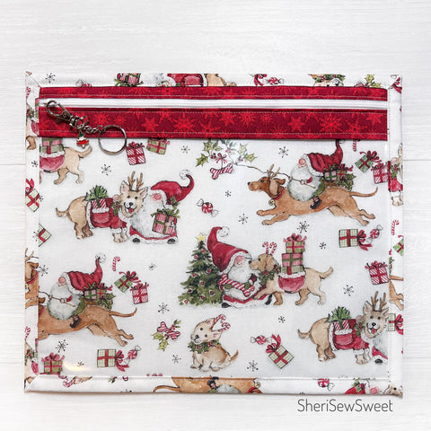 Christmas Gnomes Vinyl Front Cross Stitch Project Bag