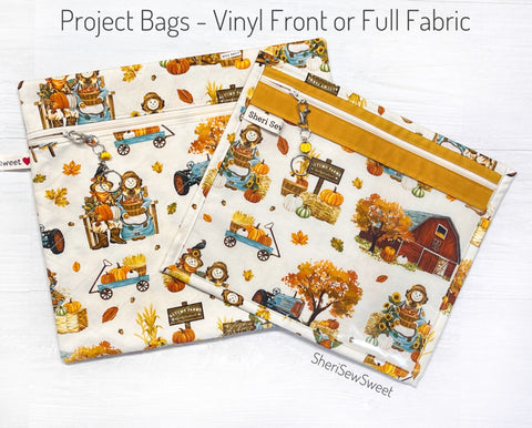 Fall Scarecrow Project Bag - Full Fabric or Vinyl Version