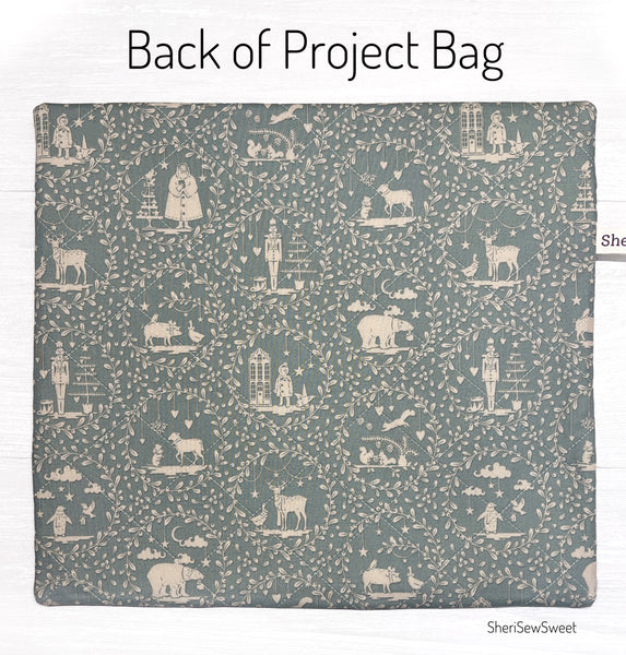 Project Bag w/Tilda Merry Little Christmas Fabrics, Quilted Patchwork Zipper Bag for Cross Stitch Organization