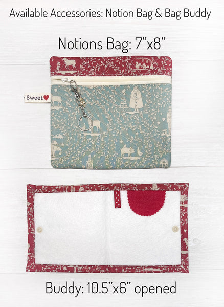 Project Bag w/Tilda Merry Little Christmas Fabrics, Quilted Patchwork Zipper Bag for Cross Stitch Organization