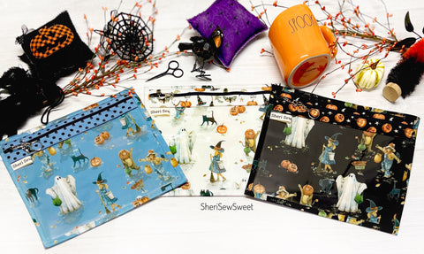Halloween Cross Stitch Vinyl Front Project Bag