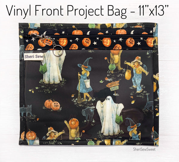 Halloween Cross Stitch Vinyl Front Project Bag
