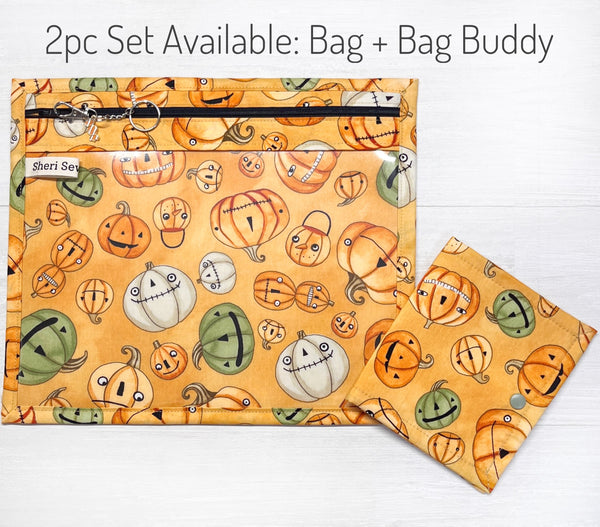 Halloween Pumpkin Project Bag with Halloween Whimsey Fabric by Teresa Kogut - Full Fabric or Vinyl Version