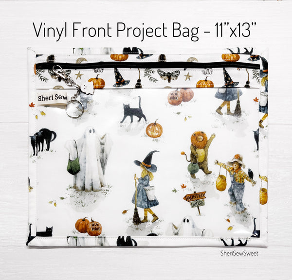 Halloween Cross Stitch Vinyl Front Project Bag